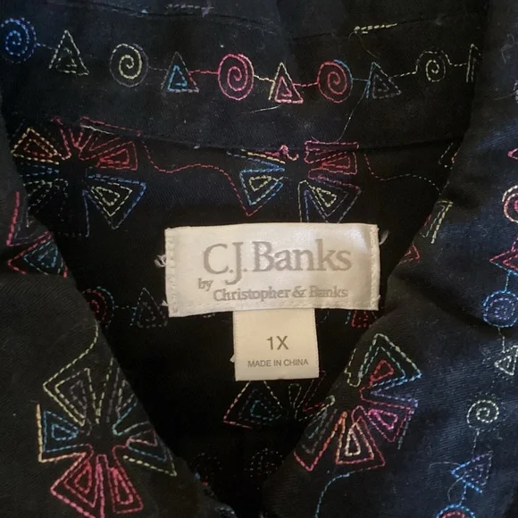 CJ Banks Women’s Geometric Design Black Lightweight Jacket. Size 1X - Picture 4 of 6